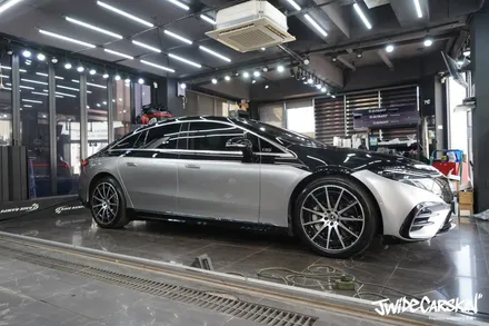 광교랩핑 전문업체 제이와이드, 벤츠 EQS450+ 오토벨벳 GT 실버 듀오톤 랩핑 시공기 / 경기 수원 영통
