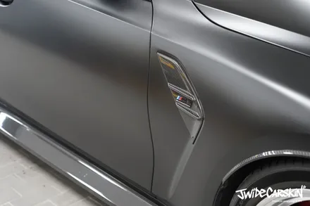 BMW 신형 M3 앞범퍼 사틴블랙 재시공, 사고 보험 처리로 완벽 복원은 화성랩핑업체 제이와이드에서 / 경기 수원 영통