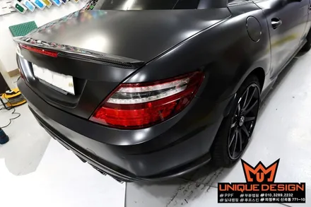벤츠 SLK55 AMG. 사틴블랙 전체랩핑 시공기, 동영상 포함, 의정부랩핑 / 의정부 신곡동