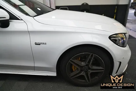 벤츠 C43AMG 전체랩핑 사고수리 완료! 비닐프로그- 크리스탈화이트 / 의정부 신곡동