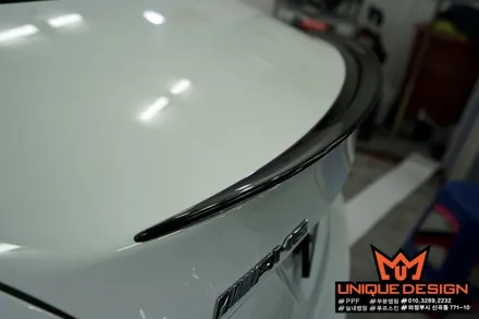 (의정부) 벤츠랩핑, CLA45AMG 스포일러 랩핑 그리고 라이트필름 부착시공기. / 의정부 신곡동