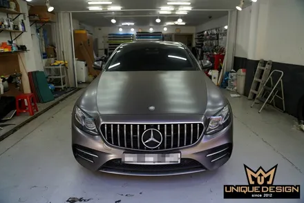 벤츠 E300 전체 풀랩핑 사고수리 완료!! 3M2080 사틴다크그레이, 유니크디자인 / 의정부 신곡동