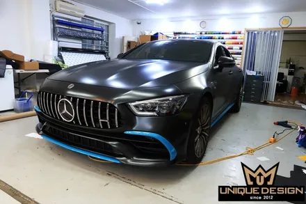 (의정부) 벤츠 GT43 AMG 전체 풀 랩핑, 사틴블랙, 유니크디자인 / 의정부 신곡동