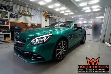 SLC43AMG 풀랩핑 시공기, 의정부 랩핑, 의정부 카스킨, 유니크디자인, 에이버리슈프림다크그린펄 / 의정부 신곡동