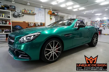SLC43AMG 풀랩핑 시공기, 의정부 랩핑, 의정부 카스킨, 유니크디자인, 에이버리슈프림다크그린펄 / 의정부 신곡동