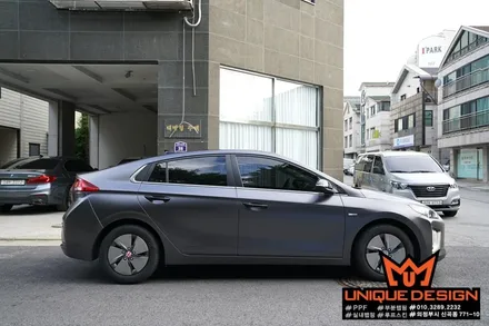 현대 아이오닉 풀랩핑, 전체랩핑 시공기, 3m2080 사틴다크그레이, 의정부 랩핑, 카스킨, 유니크디자인 / 의정부 신곡동