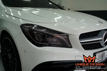 (의정부) 벤츠랩핑, CLA45AMG 스포일러 랩핑 그리고 라이트필름 부착시공기. / 의정부 신곡동
