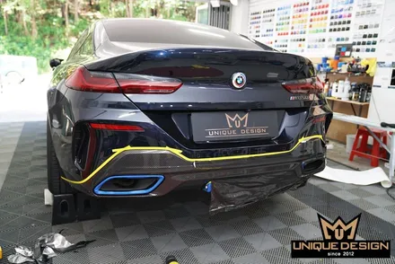 BMW 850i 리어디퓨져 카본랩핑 시공기-