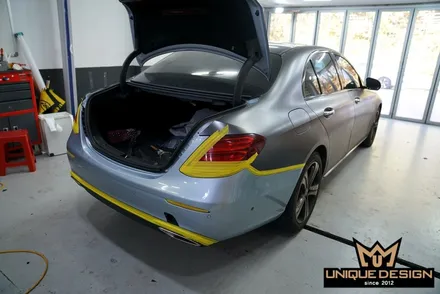 벤츠 E300 전체 풀랩핑 사고수리 완료!! 3M2080 사틴다크그레이, 유니크디자인 / 의정부 신곡동