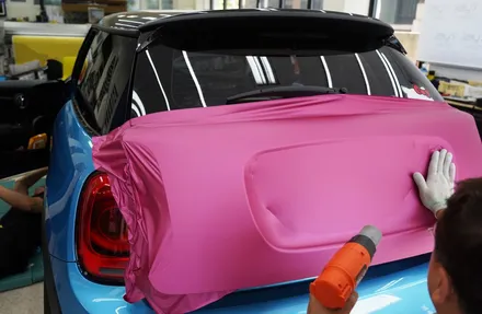 강남랩핑[제이스랩]:: BMW 미니쿠페 매트메탈릭핑크 전체랩핑 /라인데칼 / 강남, 서초, 선릉