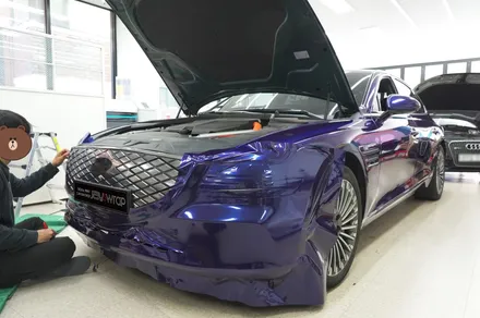 강남랩핑[제이스랩]::제네시스G80 전체랩핑                                   탄자나이트 블루 Tanzanite Blue / LB 고광택 필름 / 강남, 서초, 선릉