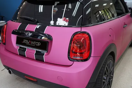 강남랩핑[제이스랩]:: BMW 미니쿠페 매트메탈릭핑크 전체랩핑 /라인데칼 / 강남, 서초, 선릉