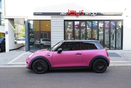 강남랩핑[제이스랩]:: BMW 미니쿠페 매트메탈릭핑크 전체랩핑 /라인데칼 / 강남, 서초, 선릉