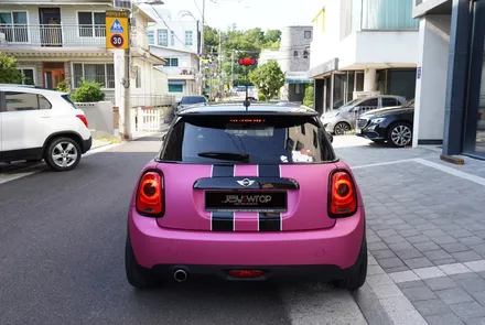 강남랩핑[제이스랩]:: BMW 미니쿠페 매트메탈릭핑크 전체랩핑 /라인데칼 / 강남, 서초, 선릉