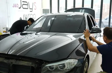 강남랩핑[제이스랩] BMW535d 유광그레이 전체랩핑 / 재시공/필름제거 / 강남, 서초, 선릉