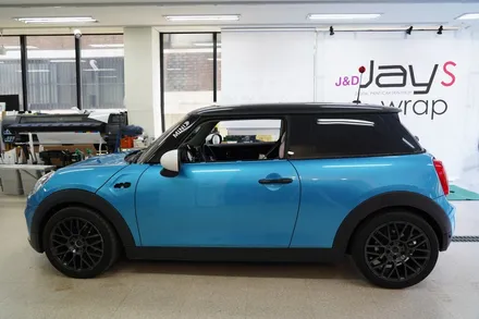 강남랩핑[제이스랩]:: BMW 미니쿠페 매트메탈릭핑크 전체랩핑 /라인데칼 / 강남, 서초, 선릉