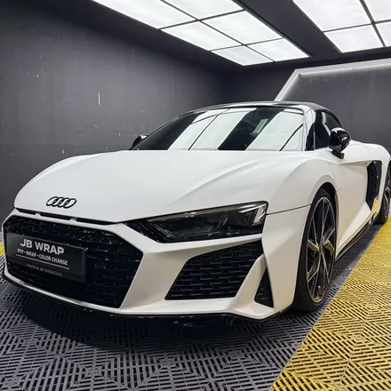 아우디 R8 스파이더 매트화이트 전체랩핑 완성｜부천 랩핑 전문 JBWRAP / 인천 계양