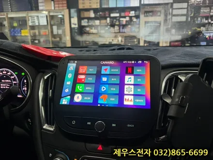말리부 차량에 카나로 X PLSU 안드로이드 올인원 매립 AHD 후방카메라 장착