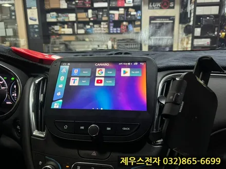 말리부 차량에 카나로 X PLSU 안드로이드 올인원 매립 AHD 후방카메라 장착