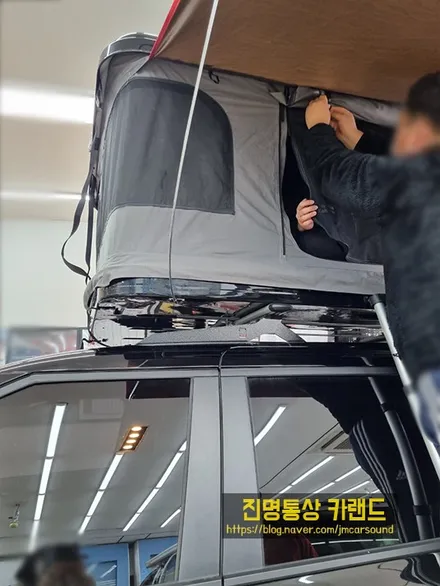 차량연결텐트, 루프탑텐트설치, 루프탑설치, 자동차루프탑, 하드탑텐트, 2021카니발하이리무진 (캠프800, 2인용)