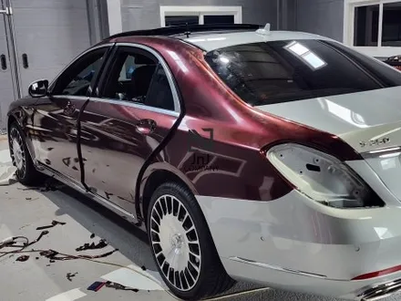 메르세데스 벤츠 전기형 W222 S-Class 350d, 후기형 마이바흐 신형개조 컨버전 이후 전체랩핑시공! 마이바흐상징 듀오(투)톤&코치라인까지! 랩핑은 경기도 일산 제이엔제이 / 고양시 성석동