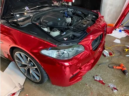 BMW F10 528i 순정 지중해블루 도장에서, 화려한 레드 크롬 전체랩핑! 이 모든것은 파주운정 제이엔제이컴퍼니에서! [서울랩핑,일산랩핑,김포랩핑,인천랩핑] / 고양시 성석동