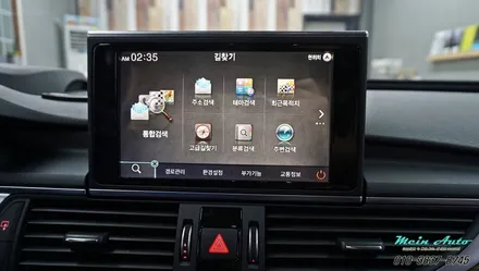 아우디 A6(C7) 아틀란 3D 터치 네비게이션 매립과 안드로이드 플레이 후석(리어) 모니터 장착 / 경남 창원