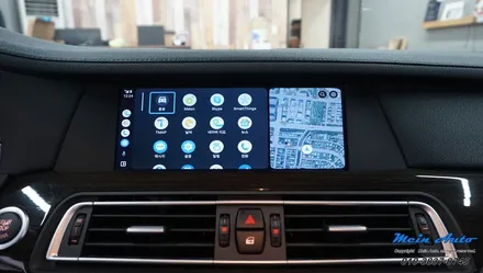 BMW 7시리즈(F01,F02) 측후방 감지기와 옵틱글래스 광각 미러, 컴포트 액세스, 무선 안드로이드 오토 설치