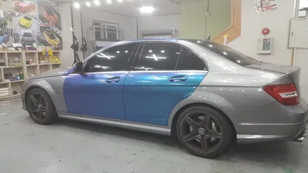 벤츠 C63 AMG 다크 그레이 전체 랩핑 - 원주 랩핑 / 원주시 무실동