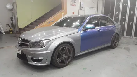 벤츠 C63 AMG 다크 그레이 전체 랩핑 - 원주 랩핑 / 원주시 무실동