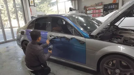 벤츠 C63 AMG 다크 그레이 전체 랩핑 - 원주 랩핑 / 원주시 무실동