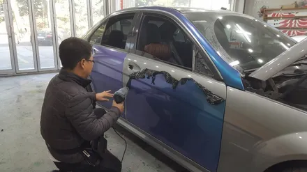 벤츠 C63 AMG 다크 그레이 전체 랩핑 - 원주 랩핑 / 원주시 무실동