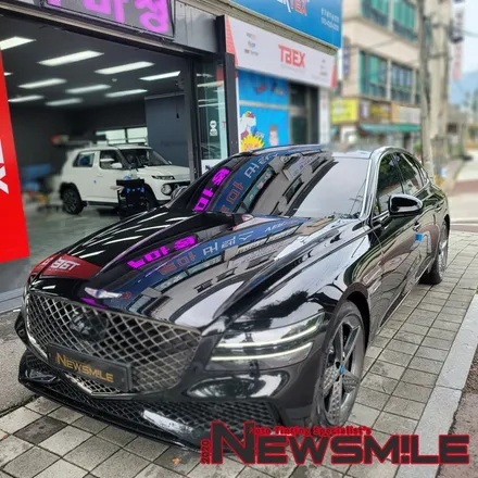 경기광주신차패키지, 제네시스 G80 차량 레이노 F95 팬텀2 썬팅 / 블랙박스 설치 / 광주 송정동