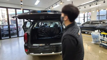 카스 김해점의 디테일한 신차 검수를 진행한 팰리세이드 / 김해시 어방동