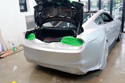 포드 머스탱 자동차 전체 랩핑 :) 3M2080 사틴 화이트 알루미늄 / 용인시 기흥구 농서동