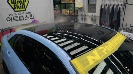 한껏 멋 부린 튜닝 아반떼 N 한번 보고 가실래요? 블랙 PPF 루프스킨 및 바디 시공 / 용인시 기흥구 농서동