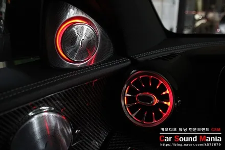 벤츠 전용 아이템 3D 부메스터 전동 트윗터 송풍구 엠비언트 라이트 장착 벤츠E63AMG 시공기 수입차카오디오 전문 CSM카오디오 / 서울 양천구 강서구