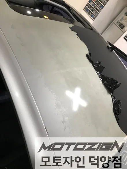 푸조 508 기존 루프스킨 제거 후 재시공 [3M 2080 - Gloss Black] 블랙유광 루프스킨 / 고양 덕양구, 일산, 파주