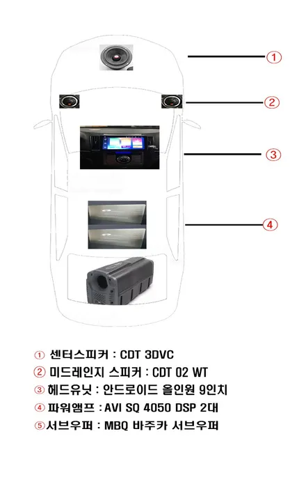 울산베라크루즈카오디오  / 9인치 안드로이드 + CDT     카 오디오 패키지 3웨이 작업