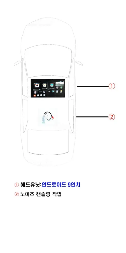 울산안드로이드카오디오 / 싼타페CM 안드로이드 9인치 카오디오 + 노이즈 캔슬링 컨버터 장착