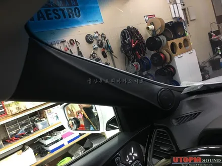 울산카오디오작업 /  그랜져 HG CDT 와이드레인지 HD 02WX A필러 사운드 향상 디자인 작업