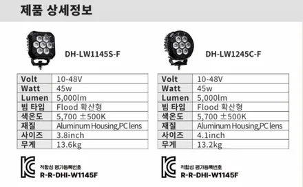 야간 안전운전을 위한 포터2 뒷바퀴등 엑셀라이트 써치형 브라비오 후진등 깜빡이 합법인증 검사통과 스티커인증 / 대구 달서