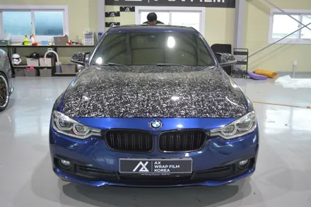 bmw 320d  본넷랩핑,사이드미러랩핑,스포일러 포지드카본랩핑 시공 / 시흥시 월곶동