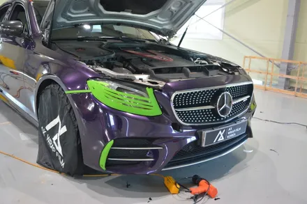 [나이퍼스] 벤츠 e43 amg 고광도 베니셔퍼플 ax필름 전체랩핑시공 +크롬죽이기 / 시흥시 월곶동