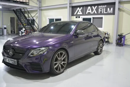 [나이퍼스] 벤츠 e43 amg 고광도 베니셔퍼플 ax필름 전체랩핑시공 +크롬죽이기 / 시흥시 월곶동