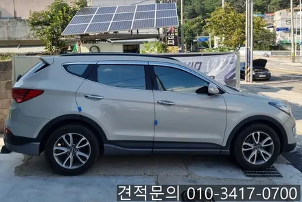 싼타페 DM 착한 가격 뛰어난 열 차단 성능 아쿠아 썬 케어 반반사 썬팅 필름 시공