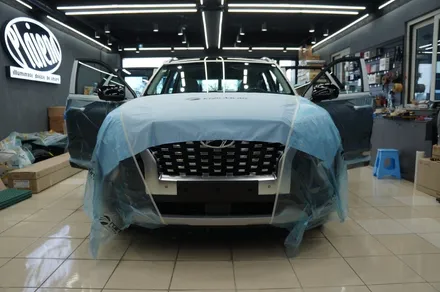 제주 썬팅 팰리세이드 신차에 레인보우 V70 열차단 틴팅과 LX2000 블랙박스 시공~!! / 제주