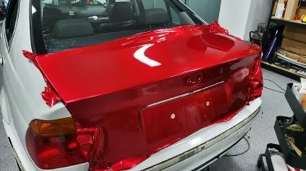 자동차 랩핑 가격:) bmw e46 올드카 클래식카 에이버리 고광택 캔디 레드 전체랩핑,크롬죽이기,스모그ppf필름. / 화성, 수원, 동탄
