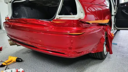 자동차 랩핑 가격:) bmw e46 올드카 클래식카 에이버리 고광택 캔디 레드 전체랩핑,크롬죽이기,스모그ppf필름. / 화성, 수원, 동탄
