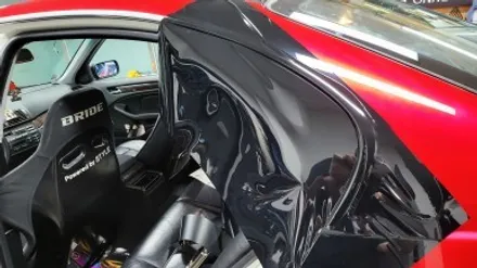 자동차 랩핑 가격:) bmw e46 올드카 클래식카 에이버리 고광택 캔디 레드 전체랩핑,크롬죽이기,스모그ppf필름. / 화성, 수원, 동탄